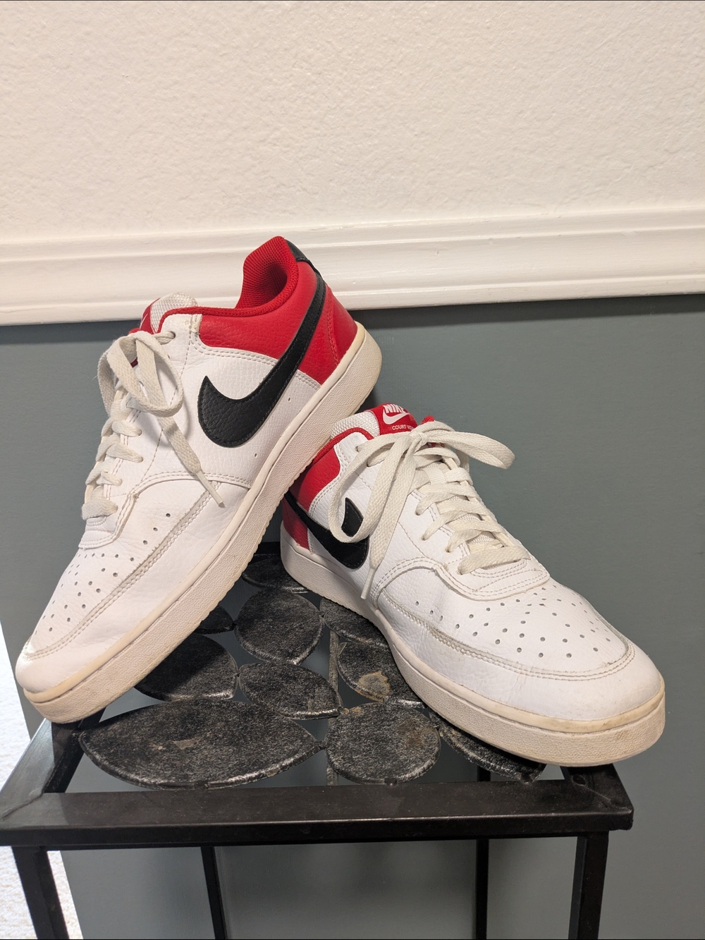 Nike Court Vision Low Top Sneakers in University Red & White
